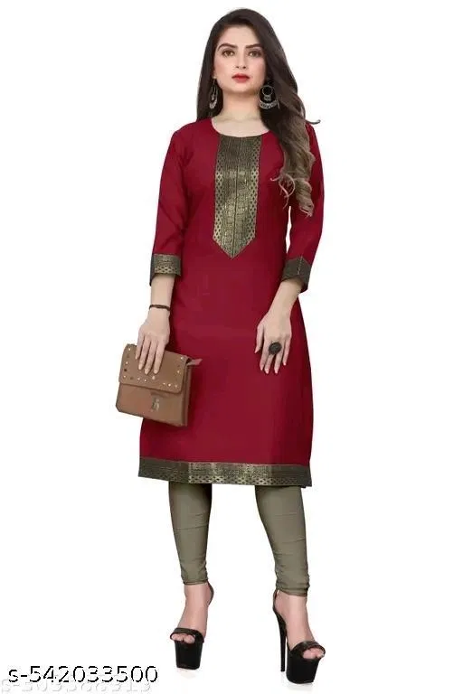Cotton Kurti for Women,  Maroon  (XL)