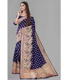 Litchi Silk Woven Design Saree for Women, Navy Blue 