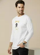 Polyester Printed T-shirt for Men, White 