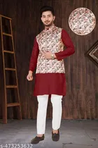 Colorblocked Cotton Kurta Set for Men 