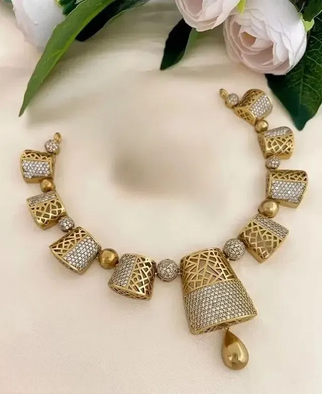 Zircon Gold-plated Jewellery Set for Women (Platinum, Free Size)