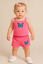 Cotton Blend Printed Clothings Set for Girls 