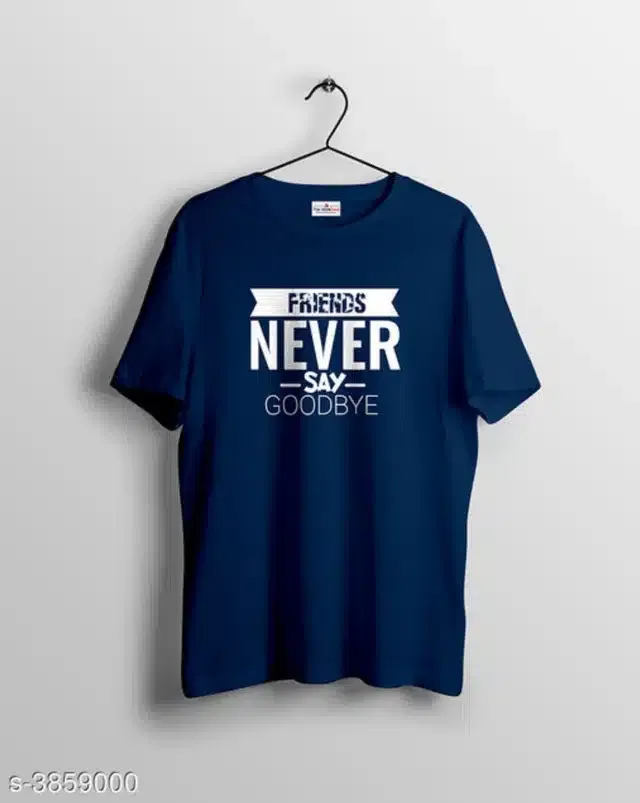 Men's Round Neck T-Shirt (Navy Blue, L)