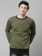 Rigo Men's All Over Printed Round Neck Fleece Sweatshirt 