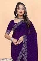 Chinnon Embellished Saree For Women, Purple