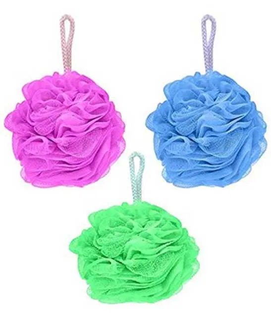 Lenon Makeup Accessory Round Bath Sponge Loofah (Assorted) (Pack of 3) (D176)