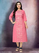 Floral Embroidered Cotton Blend Kurti for Women, Pack of 2 