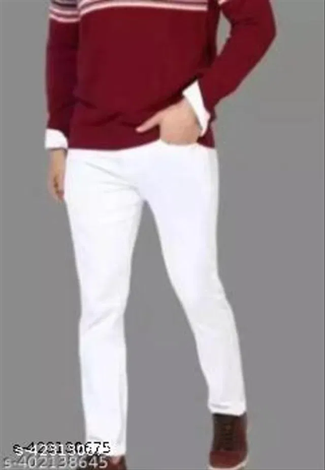 Denim Slim Fit Jeans for Men (White, 32)