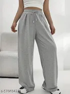 Cotton Blend Solid Trousers for Men, Grey 