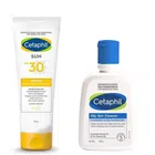Cetaphil Sunscreen Cream (100 ml) with Oily Skin Cleanser (125 ml) (Set of 2)