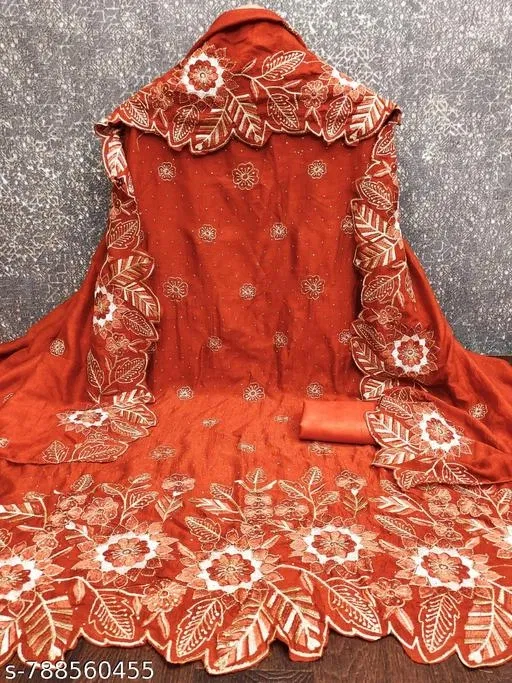 Embroidered Floral Patiala Suits for Women (6.45 meter (XL)