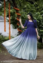Colorblocked Maxi Georgette Kurti for Women 