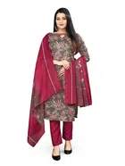 Cotton Blend Floral Unstitched Suits Fabrics for Women (Brown, 2 m)