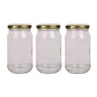 Afast Air Tight Kitchen Storage 1100 Ml long Glass Jar with Gold lid -Pack of 2