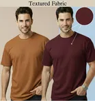 Polyester Round Neck T-shirt for Men, Multicolour, Pack of 2 