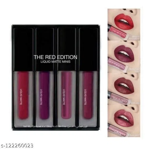 Red Edition Liquid Matte Lipstick Pack of 4 (The Red Edition, 20 ml) (RED, 20 ml)