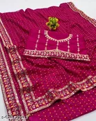 Georgette Printed Saree For Women, Pink