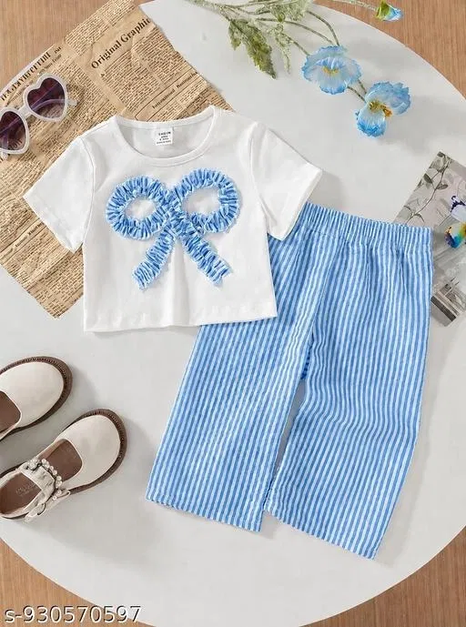 Cotton Blend Clothing Set for Girls (White, 2-3 Years)