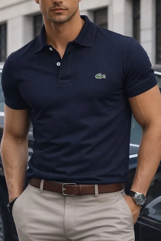 Cotton Matty Solid T-shirt For Men, Navy (XXL)