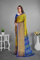 Moss Chiffon Printed Saree for Women 