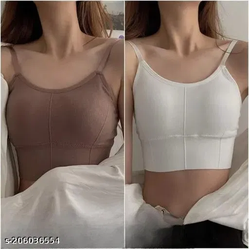 Cotton Blend Sports Bra Women, White, Pack of 2 (34C)