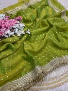 Bollywood Satin Butti Embroidered Saree for Women 