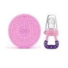 Silicone Teether with Fruits Feeder (Multicolor, Set of 2)