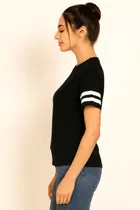 Round Neck Solid T-Shirt for Women 