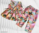 Linen Printed Clothing Set for Girls, Multicolour, Pack of 1 