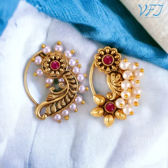 Alloy Nath Nosepins for Women (Multicolor, Pack of 2)