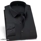 Cotton Blend Solid Shirts for Men, Black 