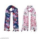 Poly Chiffon Printed Scarves for Women (Multicolor, 1.75 m) (Pack of 2)