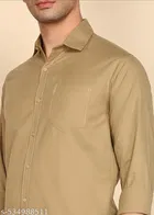 Cotton Blend Solid Shirts for Men, Cream 