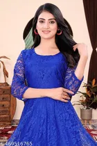Net Kurti for Women,  Blue  