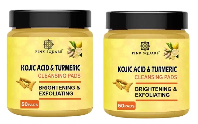 Pink Square Kojic Acid & Turmeric 50 Pcs Cleansing Pads (Pack of 2)