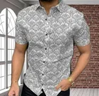 Cotton Half Sleeves Printed Shirt for Men (Grey, S)