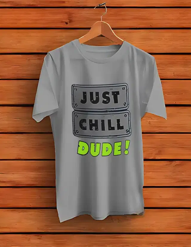 Half Sleeves Printed T-shirt for Men (Grey, L)