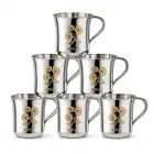 LEROYAL 6 Pcs Stainless Steel Tea Cups, Silver