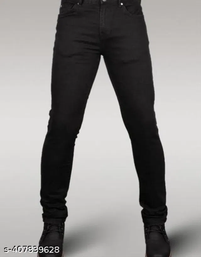 Denim Slim Fit Jeans for Men (Black, 32)