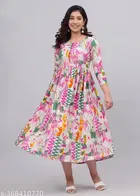 Rayon Printed Anarkali Kurti for Women 