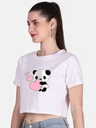 Round Neck Printed Crop Top for Women 