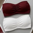 Cotton Bra for Women & Girls, White & Maroon, Pack of 2 