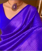Litchi Silk Zari Woven Saree for Women, Blue 