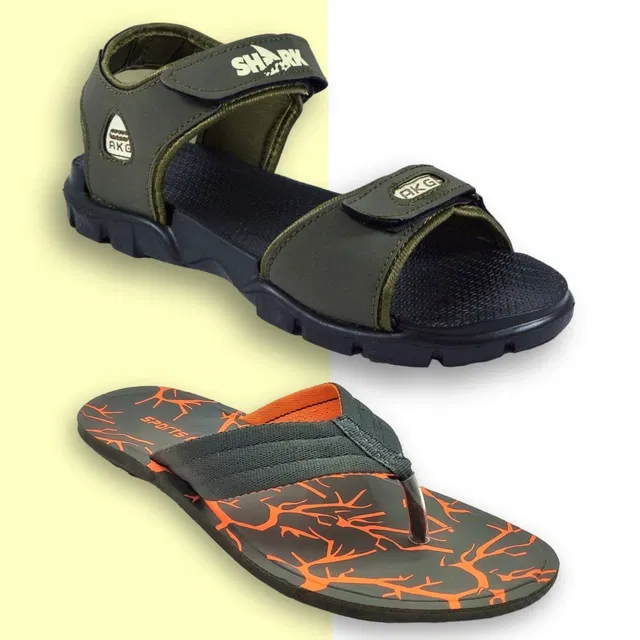 Slipper with Sandals for Men (Multicolor, 9) (Pack of 2)