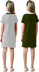 Graphic Print Shift Dress for Girls, Pack of 2 