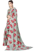 कनूड़ा प्रिंट्स फैंसी विमेंस जॉर्जेट फ्लावर प्रिंटेड साड़ी 