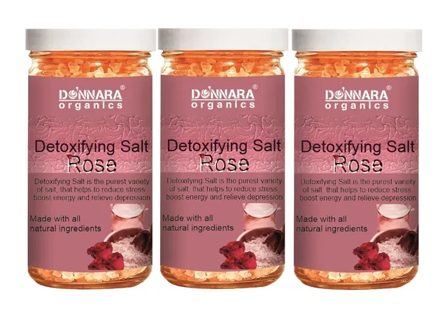 Donnara Organics Detoxifying Rose Bath Salt Crystal (200 g, Pack of 3)