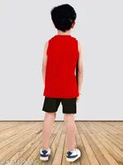 Cotton Blend Printed Clothing Set for Boys, Olive & red, Pack Of 2 