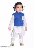 Cotton Full Sleeves Jacket with Kurta & Pyjama Clothing Set for Boys 