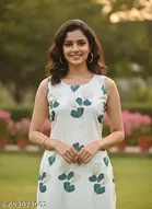 Teal Floral Printed Kurti for Women 